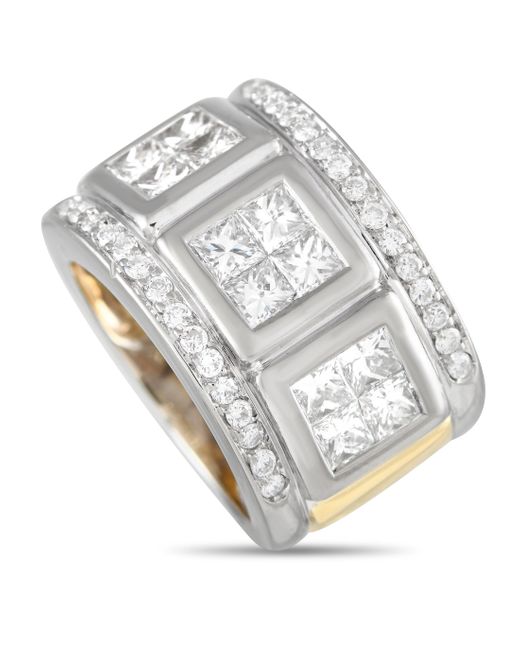Non-Branded Metallic Lb Exclusive 18k And Yellow Gold 2.10ct Diamond Wide Band Ring Mf04-012924
