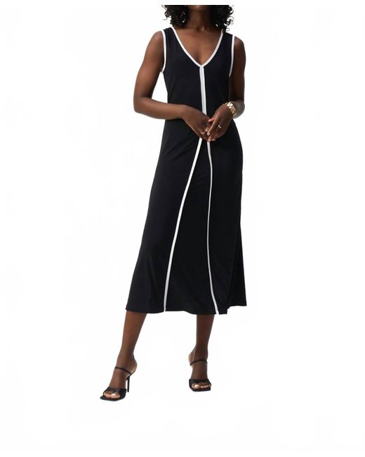 Joseph Ribkoff Black V-Neck Sleeveless Maxi A-Line Dress