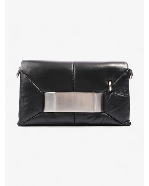 Rick Owens Black Griffin Quilted Clutch Leather