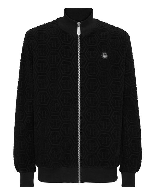 Philipp Plein Black Jacquard Tracksuit Jacket Monogram for men