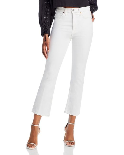 Re/done White High Rise Cropped Bootcut Jeans