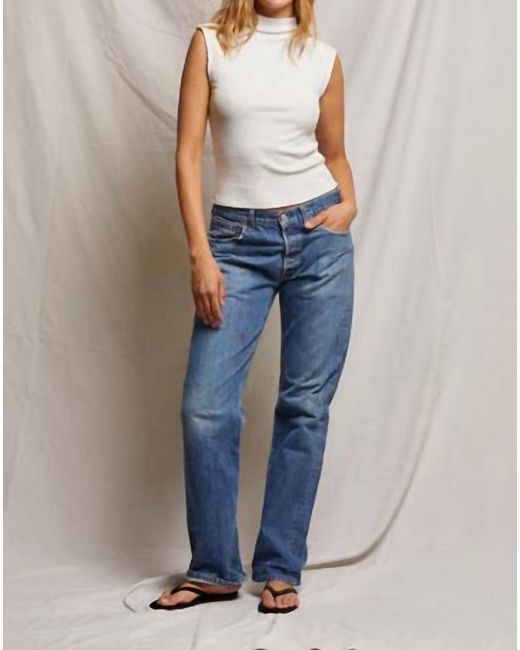 PERFECTWHITETEE Blue Elyse Rib Tank Top