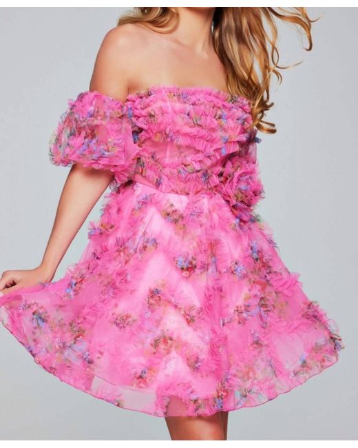 Jovani Pink Strapless Fit And Flare Mini Dress