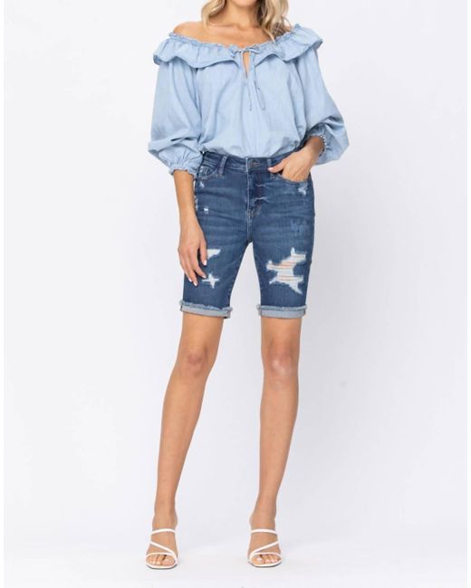 Judy Blue Blue High Waist Destroyed Bermuda Shorts