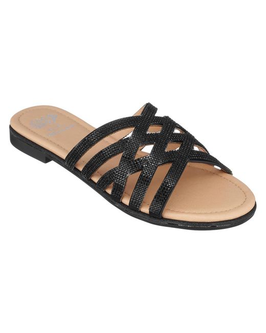 Gc Shoes Brown Sage Embellished Strappy Slide Sandals