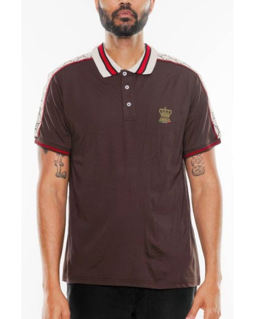 TRUEDAMES Brown Version Couture Polo Button Down Shirt for men