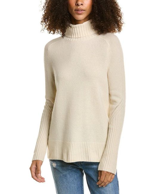AllSaints Kiera Cashmere & Wool-blend Roll Sweater in Natural | Lyst