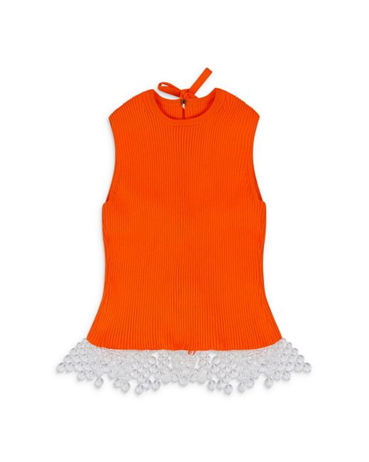 Opening Ceremony Orange Beaded Open Back Knit Blouse
