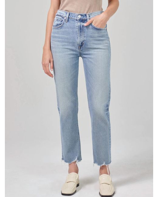 Citizens of Humanity Blue Daphne Crop High Rise Stovepipe Jean