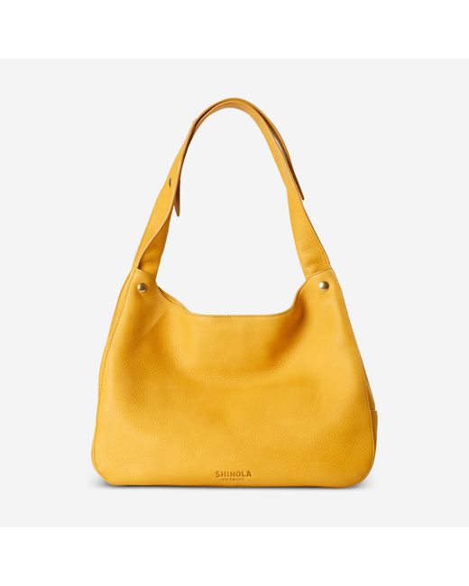 Shinola Yellow The Snap Tan Natural Grain Leather Shoulder Bag