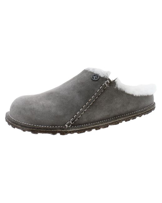 Birkenstock Gray Zermatt Premium Suede Shearling Lined Slide Sandals