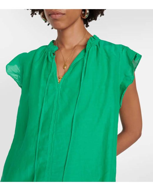 Velvet By Graham & Spencer Green Melanie Voile Tie Front Top