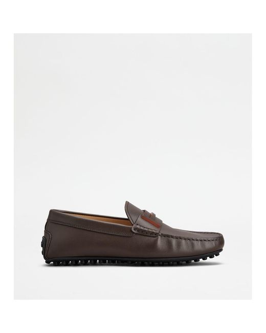 Tod's Brown City Gommino Driving Shoes for men