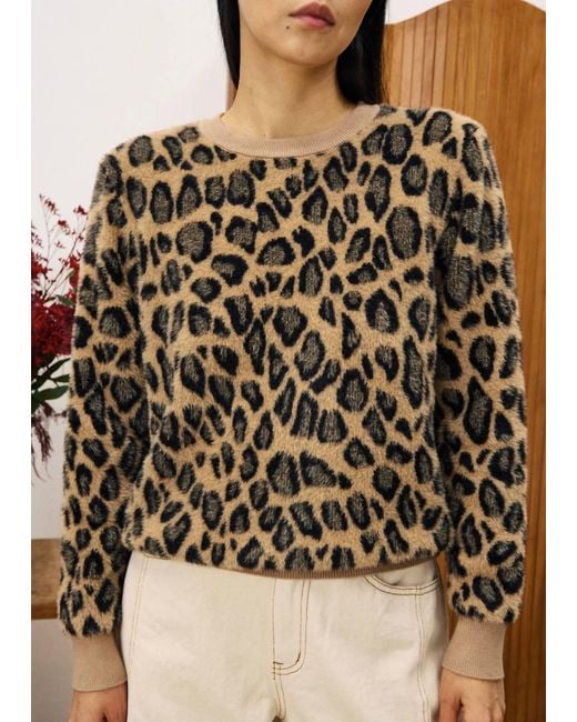 FRNCH Brown Canna Leopard Sweater