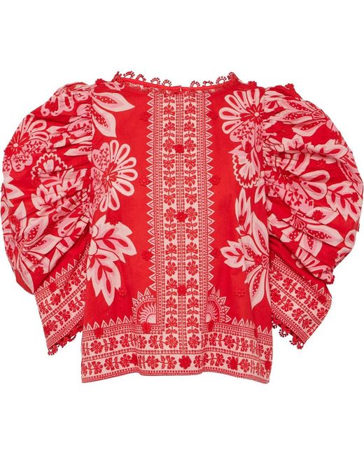 Farm Rio Red Flora Tapestry Blouse