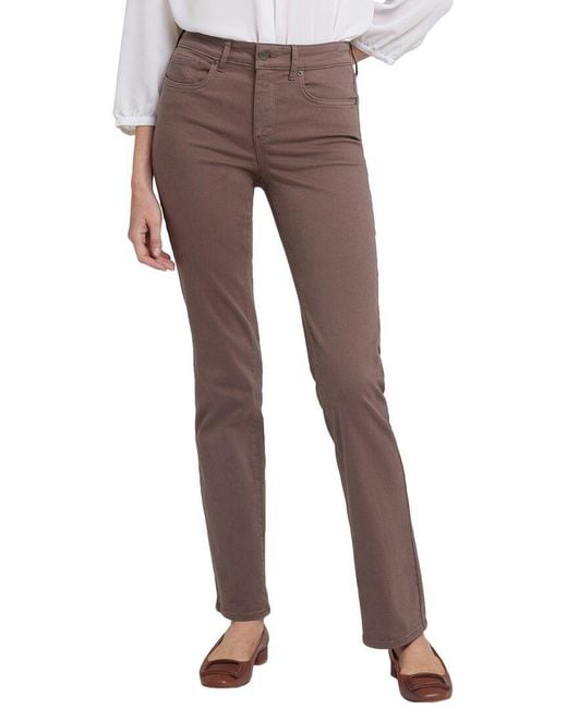 NYDJ Gray Marilyn Dark Wood Straight Leg Jean
