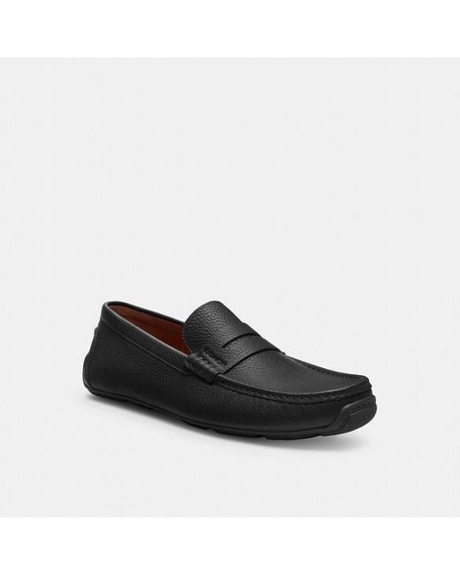 COACH Black Luca Driver Cs004Blk D Pebbled Leather Loafers Shoes Zpo3943 for men