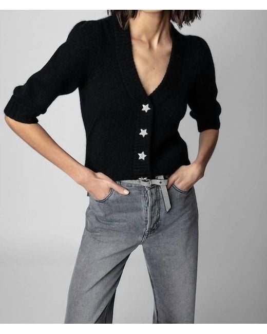 Zadig & Voltaire Betsy Star Cardigan in Black | Lyst