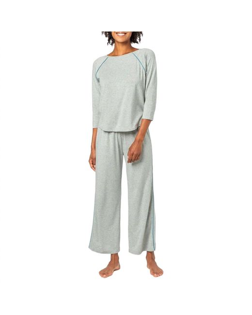 Lilla P Gray 3/4 Sleeve Sleepwear Set