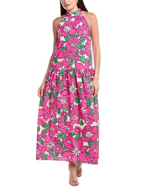 FLORA BEA NYC Pink Eleana Midi Dress
