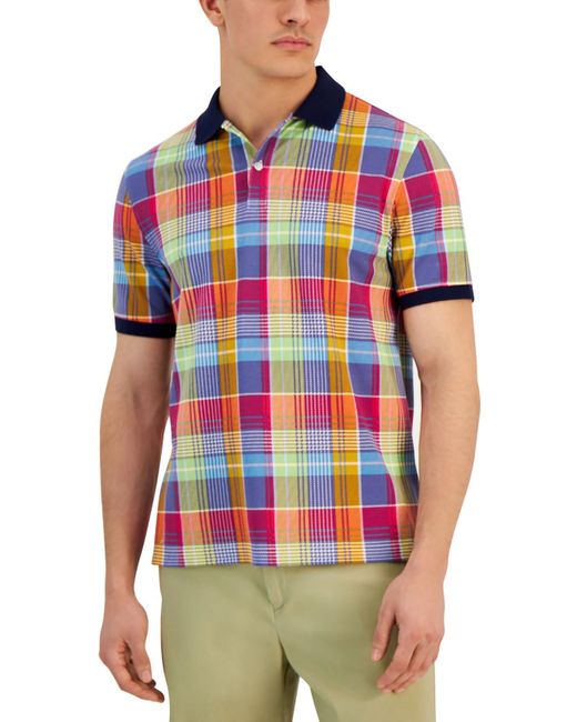 Club Room Red Ruddy Moisture Wicking Plaid Polo for men