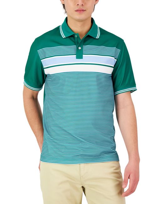 Club Room Blue Variegated Striped Moisture Wicking Polo for men