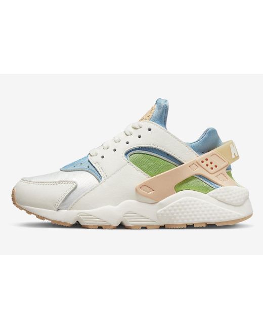 Nike Metallic Air Huarache Se Dq0117-100 White/green/blue Running Shoes Nr4877