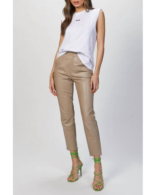 MSGM White Micro-logo Crew Neck Tank Top