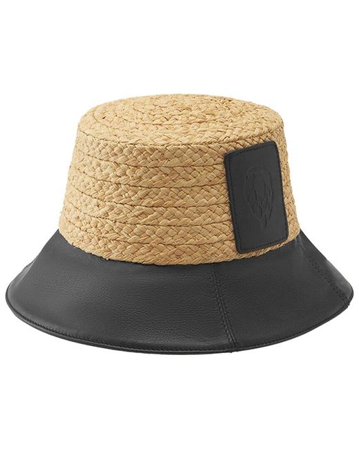 Helen Kaminski Natural Kami Straw & Leather Bucket Hat