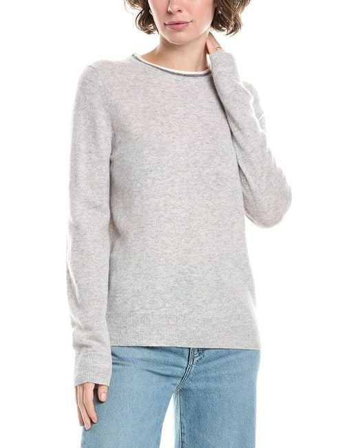 InCashmere Gray Ringer Cashmere Sweater