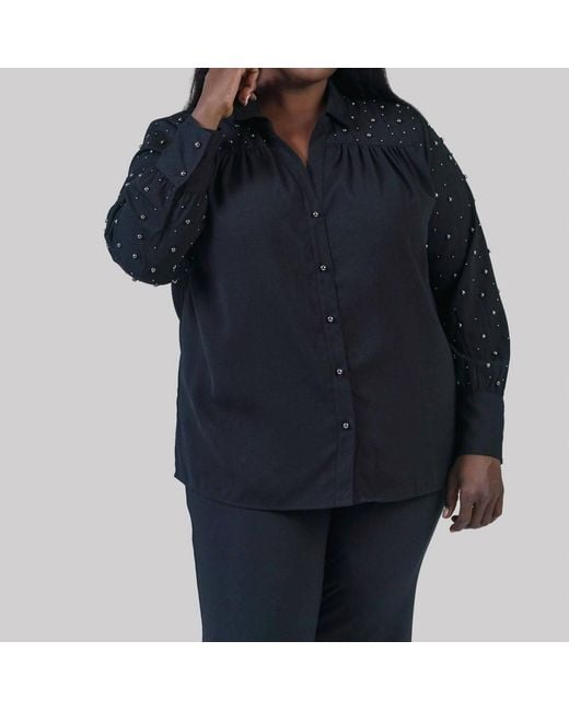 NIC+ZOE Blue Constellation Button Down Shirt