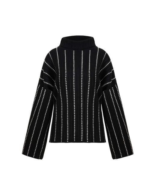 Nocturne Black Studded Oversized Knit Sweater