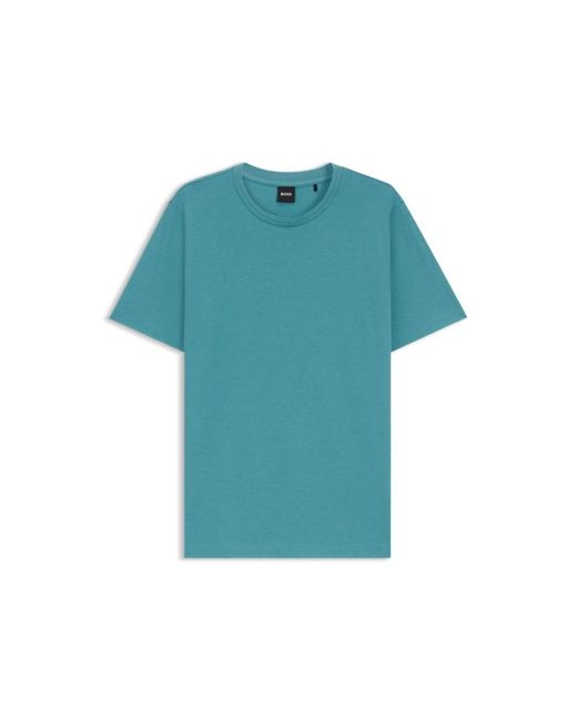 Boss Blue T-Shirt With Bubble-Jacquard Structure for men