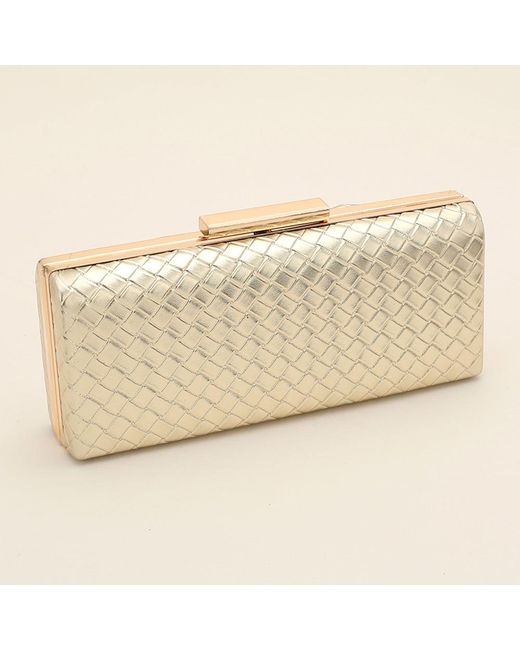 Fashnzfab Metallic Faux Leather Basket Weave Clutch Evening Bag Crossbody Bag