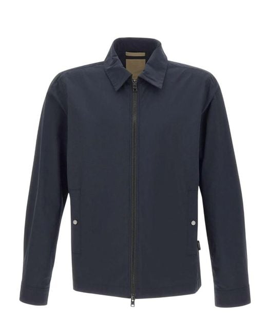 Woolrich Blue Urban Timber Wool Front Zip Jacket for men
