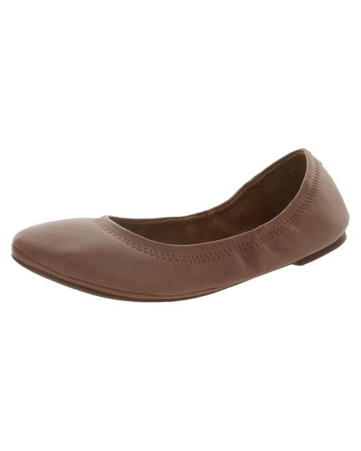 Lucky Brand Brown Emmie Leather Round Toe Ballet Flats