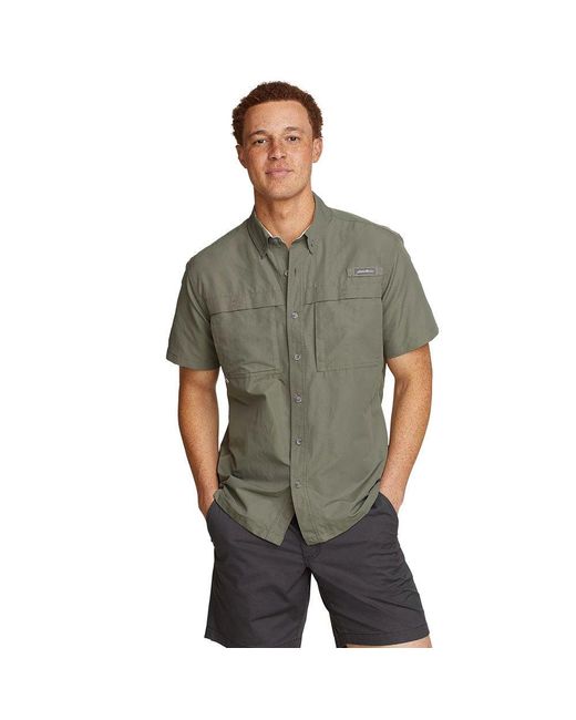 Eddie Bauer Green Ripstop Guide Short-sleeve Shirt for men