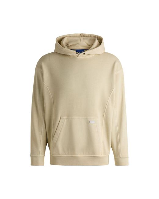 HUGO Natural Cotton-Terry Hoodie With Vintage Eyelets for men