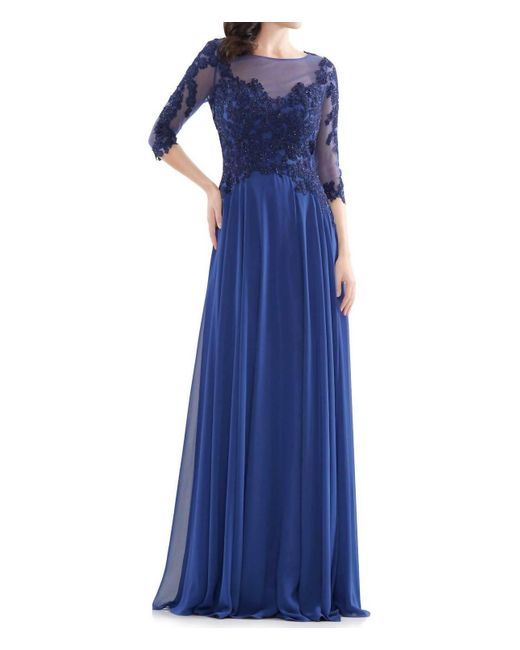 Marsoni by Colors Blue 3/4 Sleeve Gown