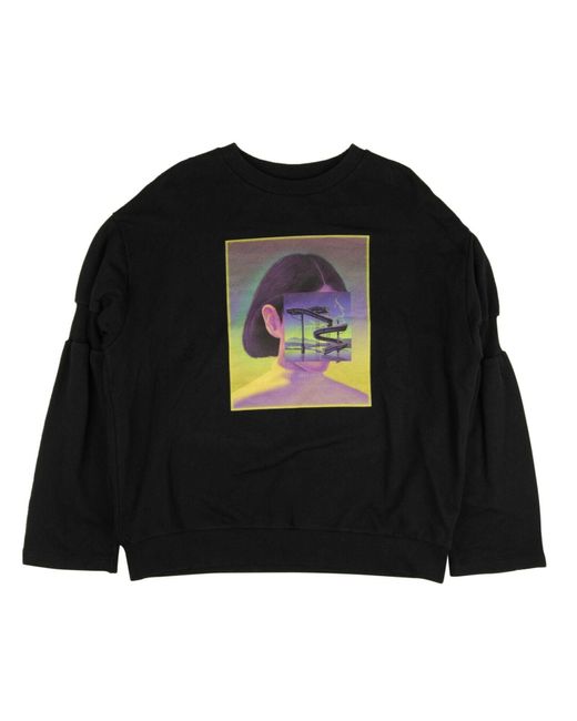 Marcelo Burlon Black Graphic Crewneck Sweatshirt for men