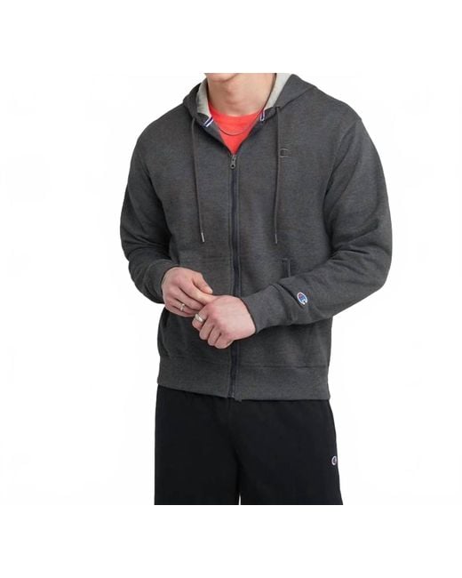Champion Gray Powerblend Full Zip- Up Hoodie for men