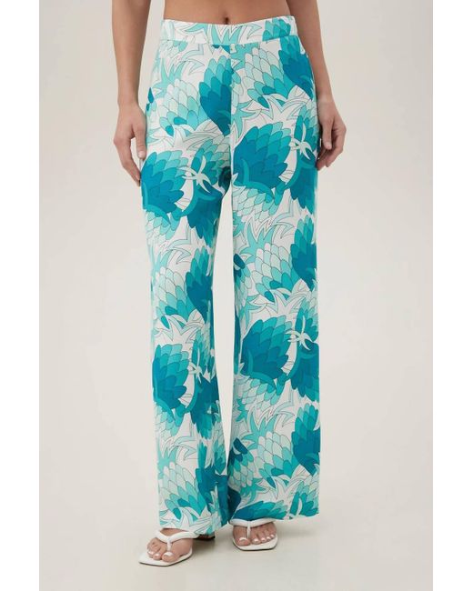 Trina Turk Blue Long Weekend Pant In Tranquil Turquoise