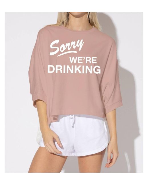 Sub_Urban Riot Pink Sorry We're Drinking Sweatshirt