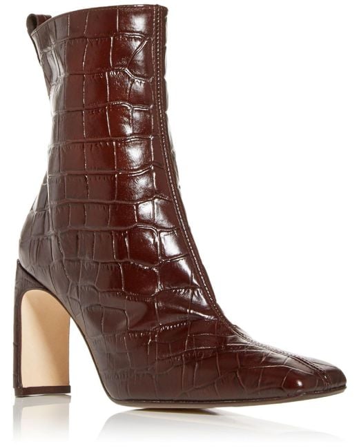 Miista Brown Marcelle Leather Square Toe Ankle Boots