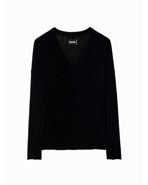 Zadig & Voltaire Black Brumy Cashmere V-neck Sweater
