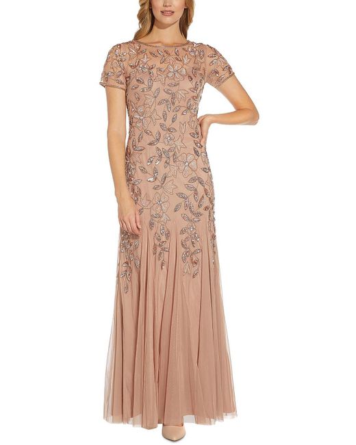 Adrianna Papell Blue Embellished Maxi Evening Dress