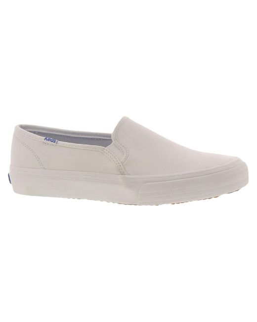 Keds White Double Decker Leather Slip On Loafers