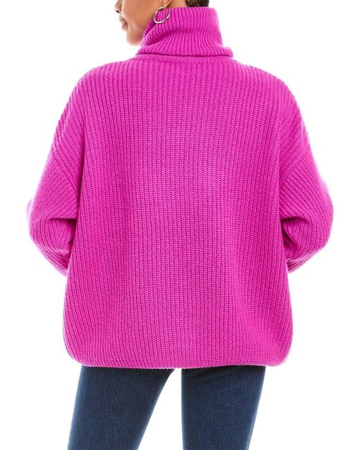 Autumn Cashmere Oversized Turtleneck Cashmere Sweater in Pink | Lyst