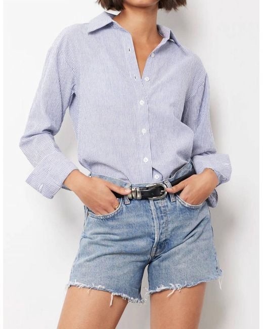 Bobi Blue Drop Shoulder Button Down Tunic