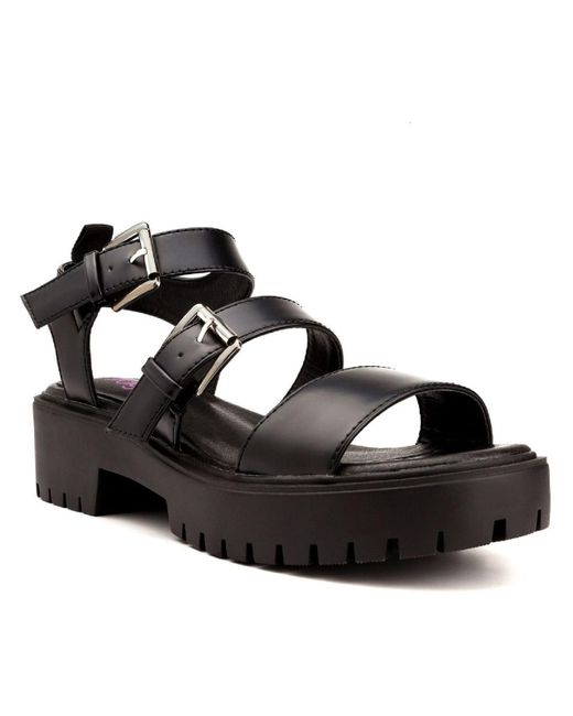 Sugar Black Indigo Patent Casual Slingback Sandals